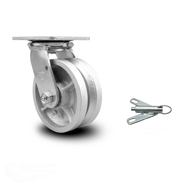 5 Inch V Groove Semi Steel Swivel Caster with Ball Bearing and Swivel Lock SCC